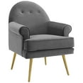 thumbnail image 1 of Modway Revive Tufted Button Performance Velvet Accent Armchair in Gray, 1 of 6