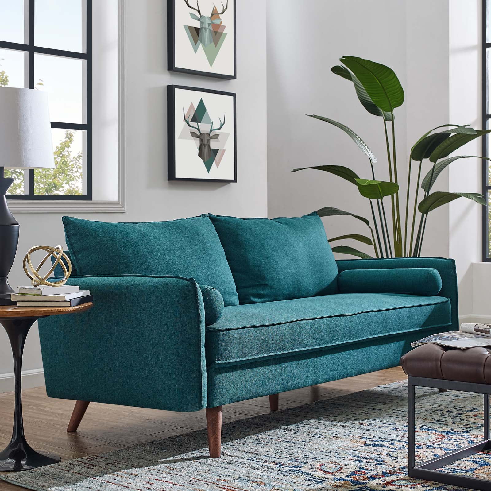 Revive Comfort Tailored 72" Brown Fabric Sofa with Wood Legs