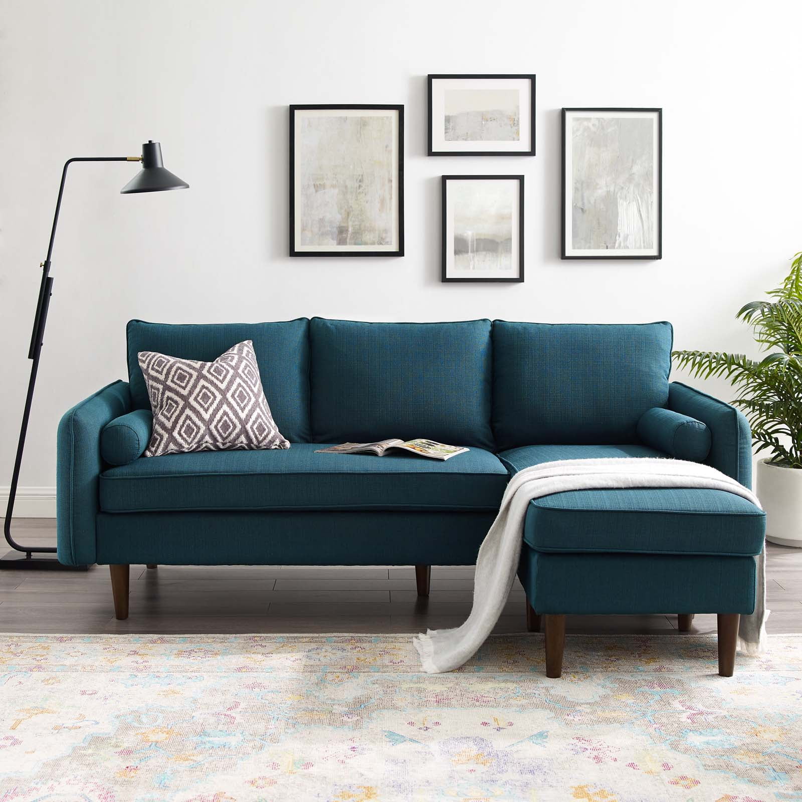 Azure 55'' Polyester Upholstered Sectional Sofa with Ottoman