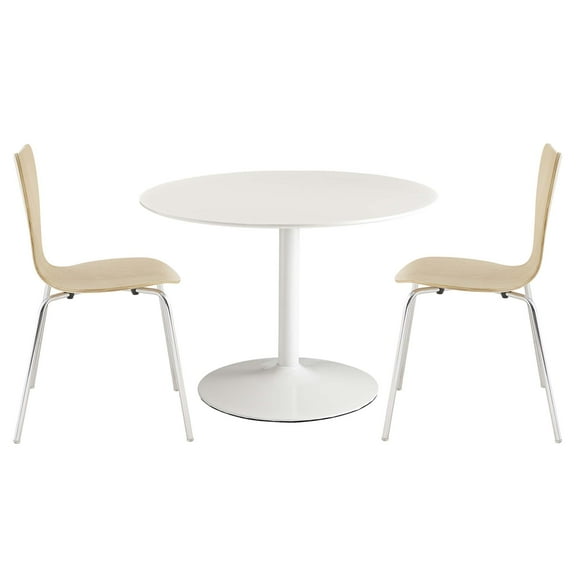 Modway Revolve 3 Piece Dining Set in White Natural by Modway