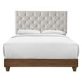 thumbnail image 1 of Modway Rhiannon Diamond Tufted Upholstered Fabric Wood Queen Bed in Walnut/Beige, 1 of 5