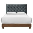 thumbnail image 1 of Modway Rhiannon Diamond Tufted Velvet Wood Queen Bed in Walnut/Charcoal, 1 of 6