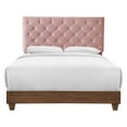thumbnail image 1 of Modway Rhiannon Diamond Tufted Upholstered Performance Velvet Queen Bed in Walnut Dusty Rose, 1 of 9