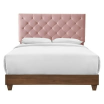 Modway Rhiannon Diamond Tufted Upholstered Performance Velvet Queen Bed in Walnut Dusty Rose