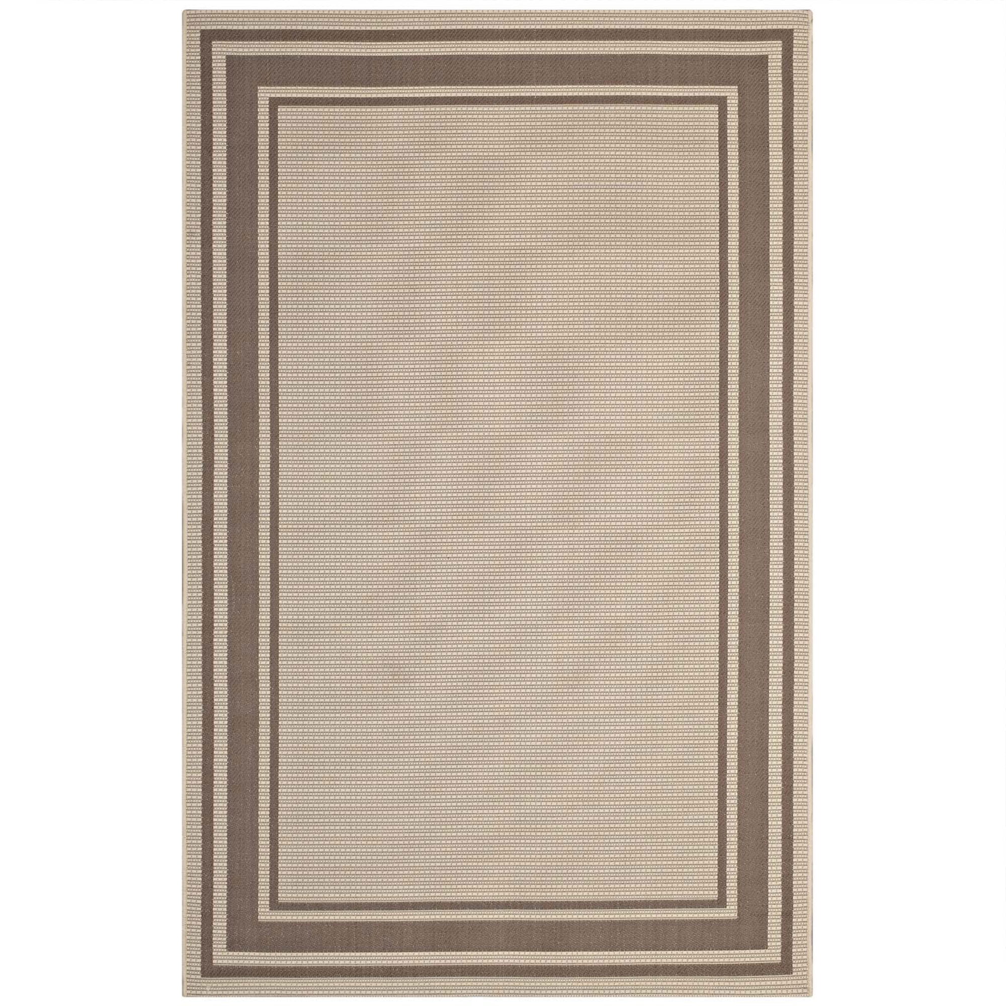 Rim Light and Dark Beige 5x8 Synthetic Indoor/Outdoor Area Rug