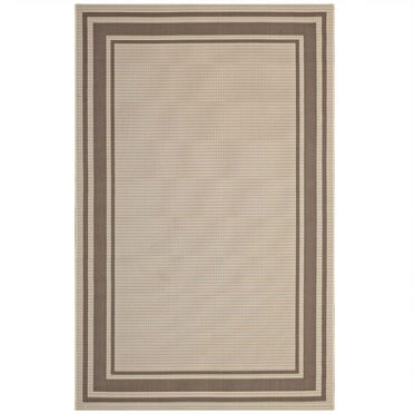 Modway Rim 63x90.5" Solid Border Indoor and Outdoor Area Rug in Light/Dark Beige