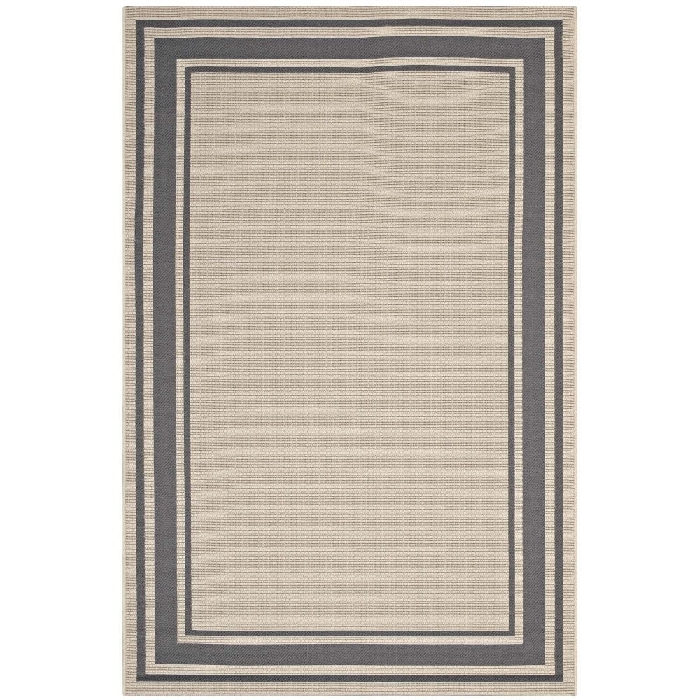 Elegant Gray and Beige Synthetic 8' x 10' Indoor/Outdoor Area Rug