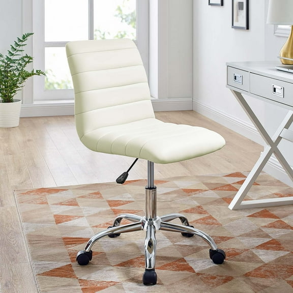 Modway Ripple Modern Vinyl Armless Mid Back Office Chair in White