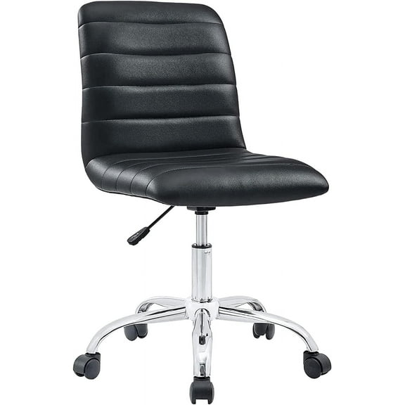 Modway Ripple Ribbed Armless Mid Back Swivel Computer Desk Office Chair In Black