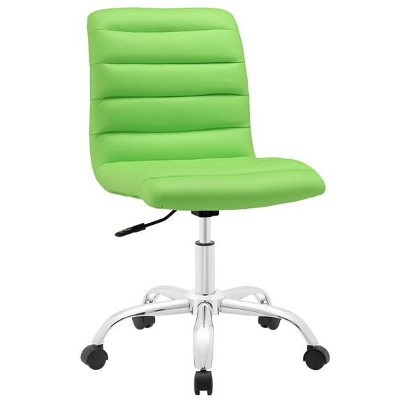 Modway Ripple Armless Mid Back Vinyl Office Chair in Bright Green