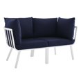 thumbnail image 1 of Modway Riverside 2 Piece Outdoor Patio Aluminum Sectional Sofa Set in White Navy, 1 of 7
