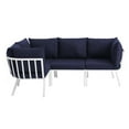 thumbnail image 1 of Modway Riverside 4 Piece Outdoor Patio Aluminum Sectional in White Navy, 1 of 10