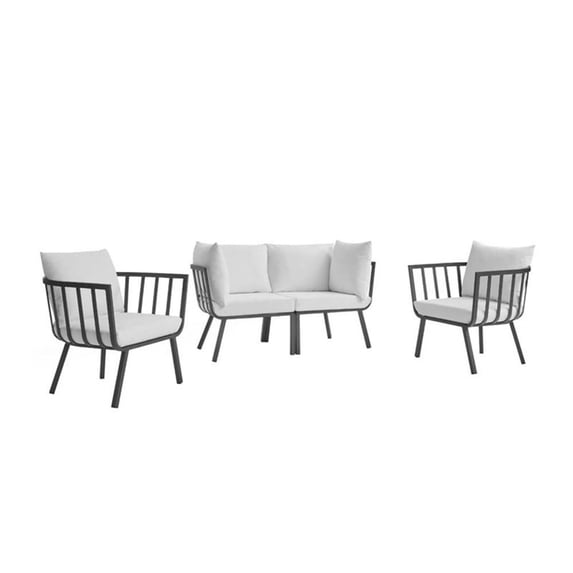 Modway Riverside 4-Piece Outdoor Patio Aluminum Set in Gray/White