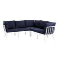 thumbnail image 1 of Modway Riverside 5-Piece Outdoor Patio Aluminum Sectional in White/Navy, 1 of 10