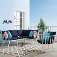 thumbnail image 1 of Modway Riverside 5 Piece Outdoor Patio Aluminum Set in White Navy, 1 of 10