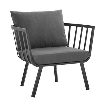 Modway Riverside Outdoor Patio Aluminum Armchair in Gray/Charcoal