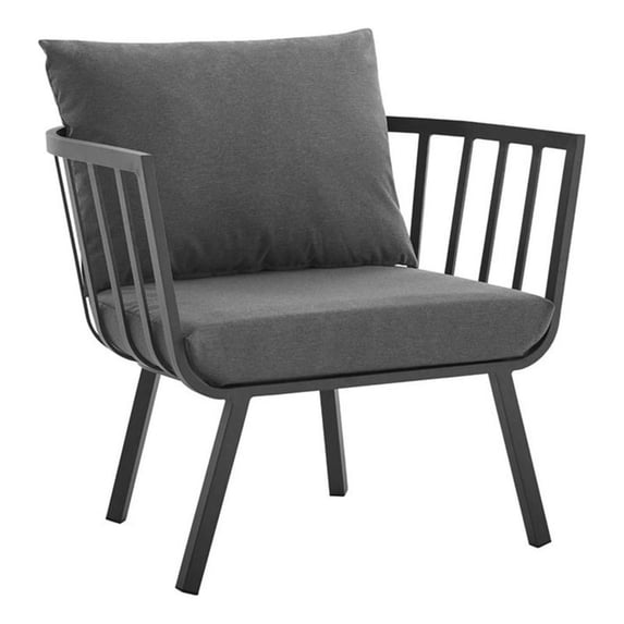 Modway Riverside Outdoor Patio Aluminum Armchair in Gray/Charcoal
