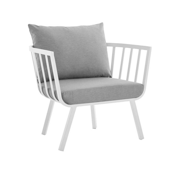 Modway Riverside Outdoor Patio Aluminum Armchair in White Gray