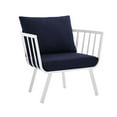 thumbnail image 1 of Modway Riverside Outdoor Patio Aluminum Armchair in White/Navy, 1 of 6