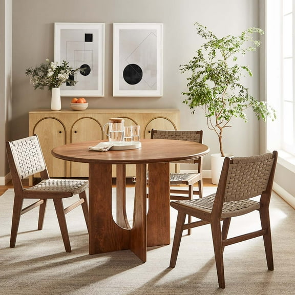 Modway Rivian Round 48" Wood Dining Table in Walnut