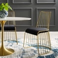 thumbnail image 1 of Modway Rivulet Gold Stainless Steel Performance Velvet Dining Chair in Gold Black, 1 of 6