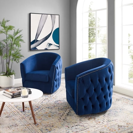 Modway Rogue Armchair Performance Velvet Set of 2 in Navy