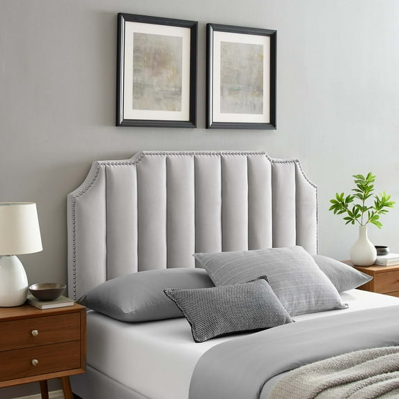 Modway Rosalind Performance Velvet Full/Queen Headboard in Light Gray