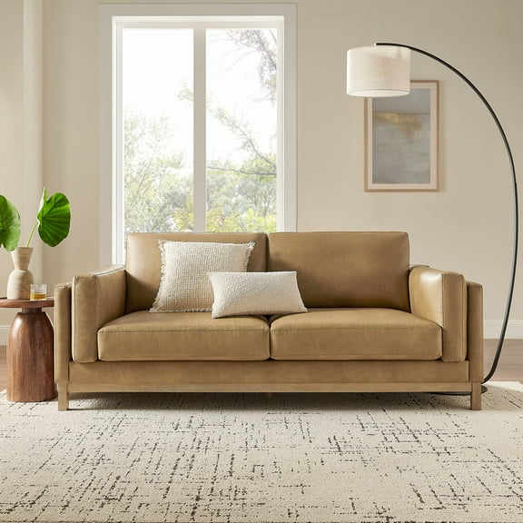 Modway Roscoe 81 inch Vegan Leather Sofa in Toast