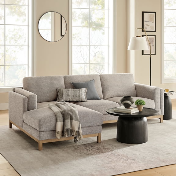 Modway Roscoe Left-Facing Fabric Sectional Sofa with Chaise in Pewter