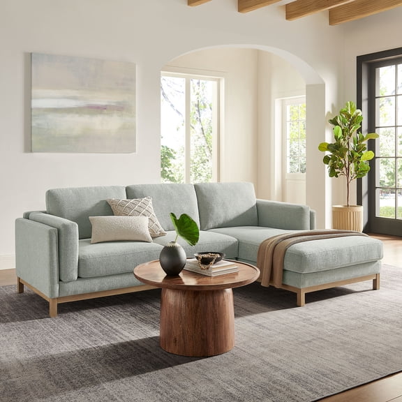 Modway Roscoe Right-Facing Fabric Sectional Sofa with Chaise in Mist