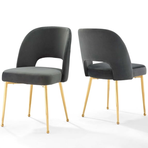 Modway Rouse Dining Room Side Chair Set of 2 in Charcoal