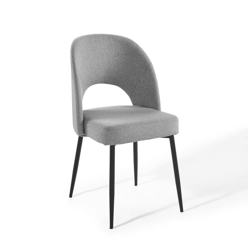 Elegant Mid-Century 33.5" Black and Light Gray Upholstered Side Chair