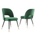 thumbnail image 1 of Modway Rouse Performance Velvet Dining Side Chairs - Set of 2 in Emerald, 1 of 6