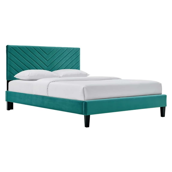 Modway Roxanne Performance Velvet Queen Platform Bed, Multiple Colors
