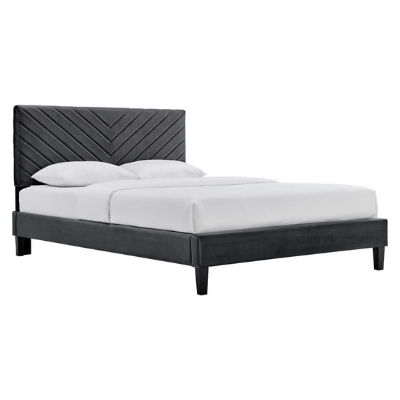 Modway Roxanne Performance Velvet Queen Platform Bed, Multiple Colors