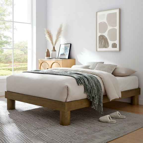 Modway Runa Wood King Platform Bed in French Oak