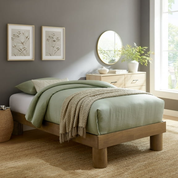 Modway Runa Wood Twin Platform Bed in French Oak