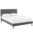 thumbnail image 1 of Modway Ruthie Collection MOD-5933-GRY King Size Platform Bed with Round Splayed Legs  Dense Foam Padding  Black Powder Coated Metal Post  Non-Marking Foot Glides  Solid Wood Frame and Polyester Uphol, 1 of 5