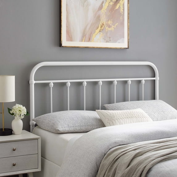 Modway Sage King Modern Powder Coated Iron Headboard in White