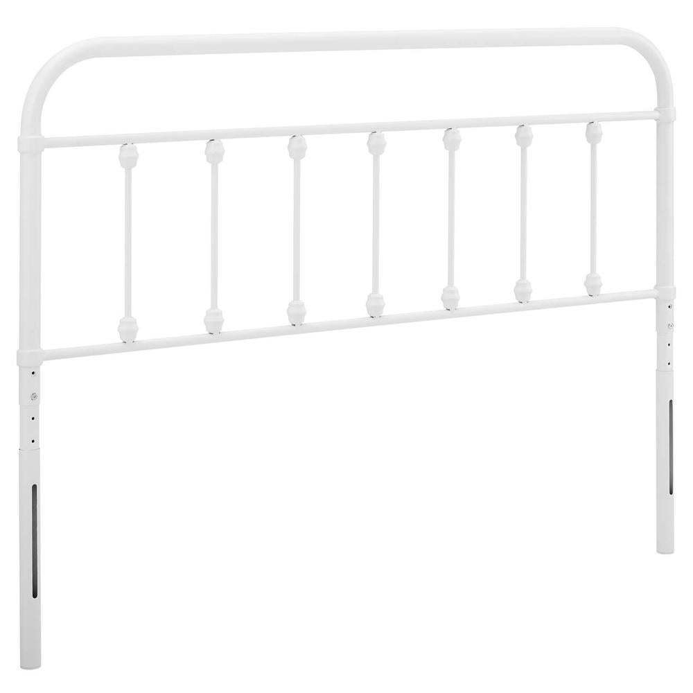 Sage White Powder-Coated Metal Queen Headboard