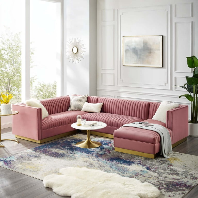 Dusty rose velvet sale couch