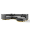 thumbnail image 1 of Modway Sanguine 3 Piece Performance Velvet Sectional Sofa Set in Gray, 1 of 8