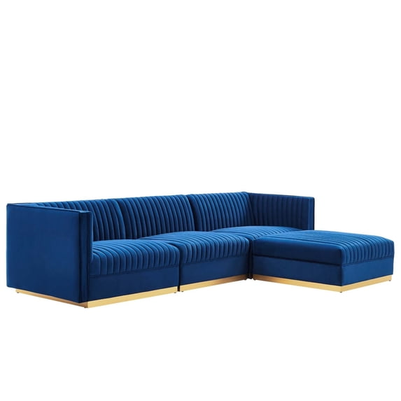 Sanguine Channel Tufted Performance Velvet 4-Piece Modular Sectional Sofa-EEI-5826-DUS