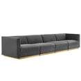 thumbnail image 1 of Modway Sanguine 4-Seat Velvet Modular Sectional Sofa in Gray, 1 of 6