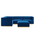 thumbnail image 1 of Modway Sanguine 5-Piece Velvet Left-Facing Modular Sectional Sofa in Navy, 1 of 6