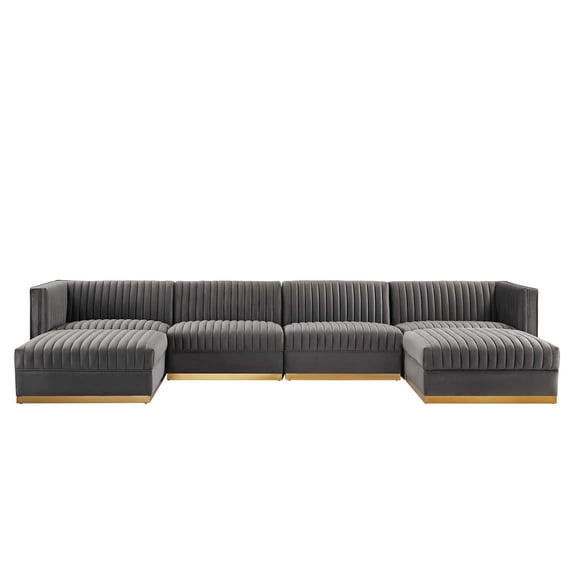 Sanguine Channel Tufted Performance Velvet 6-Piece Modular Sectional Sofa-EEI-5841-DUS