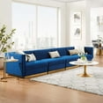 thumbnail image 1 of Modway Sanguine Channel Tufted Performance Velvet 4-Seat Modular Sectional Sofa in Navy, 1 of 10