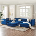 thumbnail image 1 of Modway Sanguine Channel Tufted Performance Velvet 7-Piece Left-Facing Modular Sectional Sofa in Navy, 1 of 10