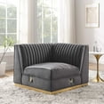 thumbnail image 1 of Modway Sanguine Channel Tufted Performance Velvet Modular Sectional Sofa Right Corner Chair in Gray, 1 of 8