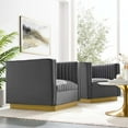 thumbnail image 1 of Modway Sanguine Vertical Channel Tufted Upholstered Performance Velvet Armchair Set of 2 in Gray, 1 of 4